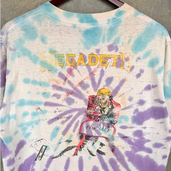 VINTAGE MEGADETH PEACE SELLS 1986 BAND T SHIRT SZ L SINGLE STITCH METAL TIE DYE - Picture 9 of 9